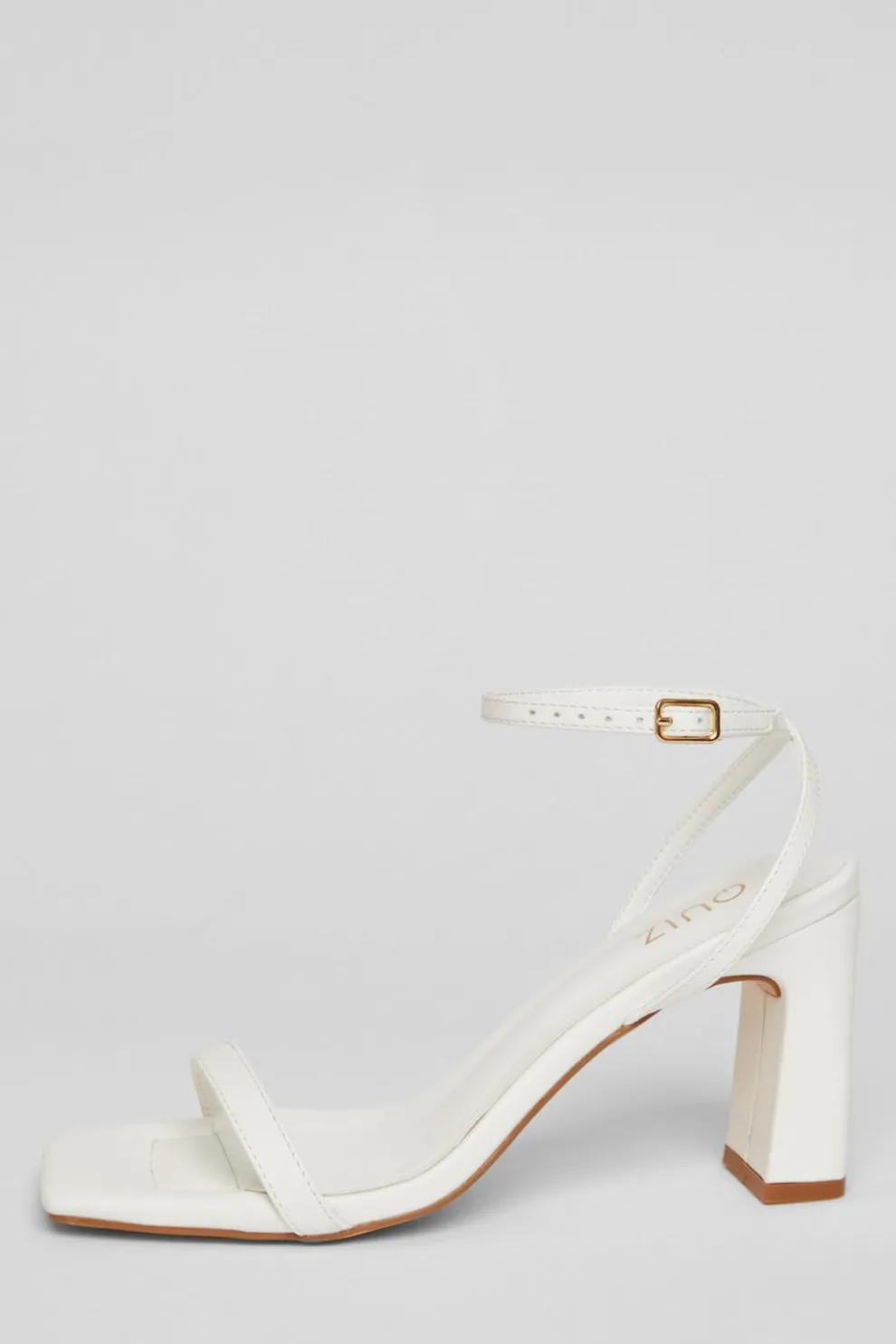 White Barely There Block Heels