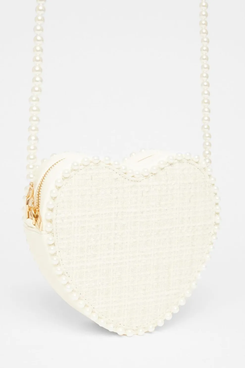 White Boucle Heart Bag