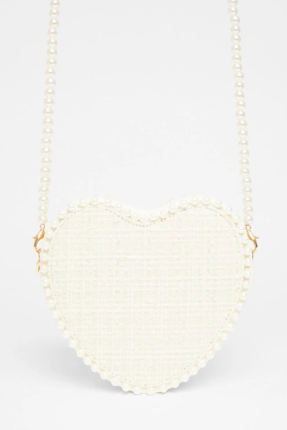 White Boucle Heart Bag