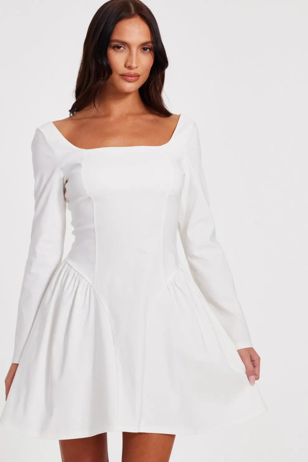 White Bow Back Skater Dress