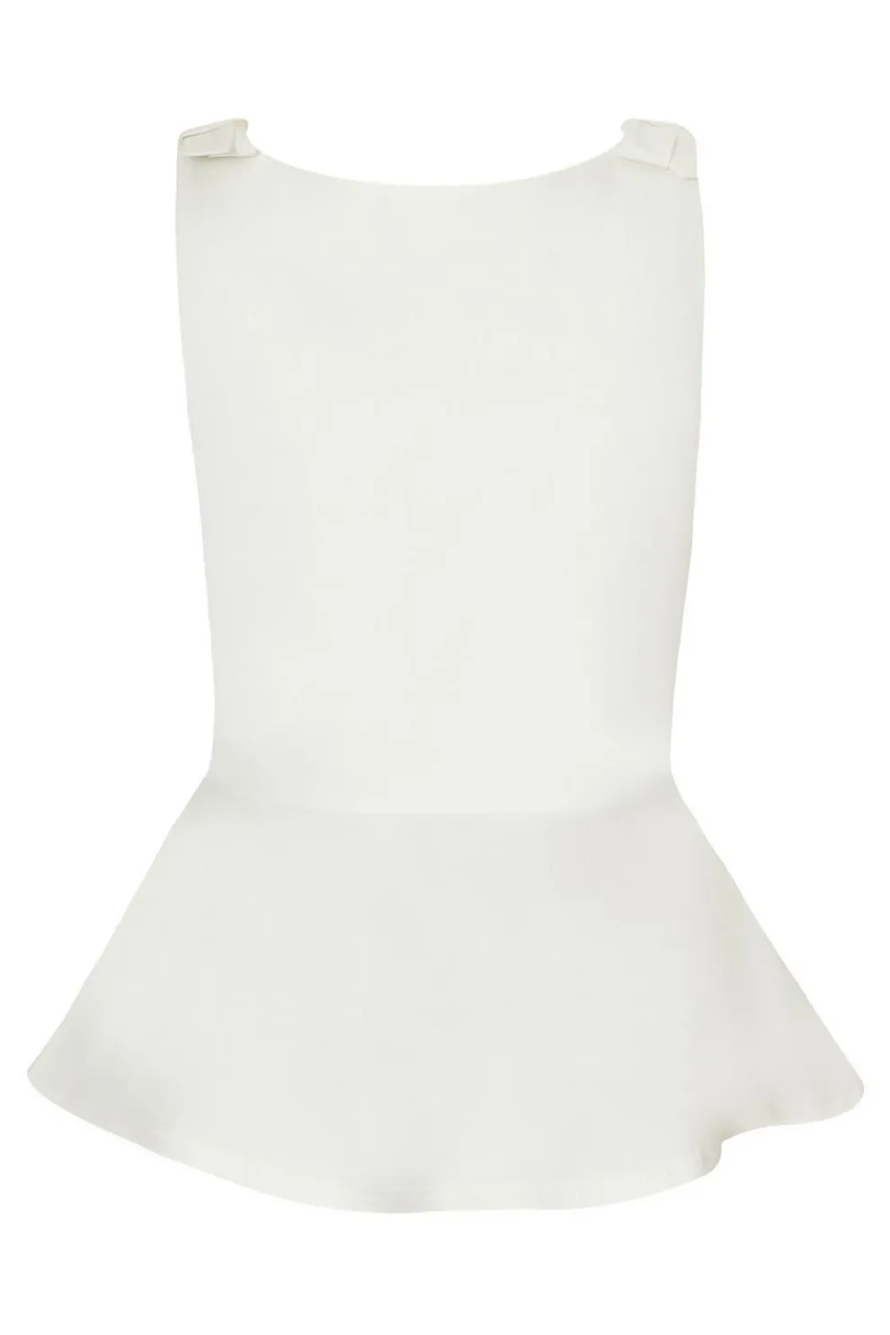 White Bow Shoulder Peplum Top