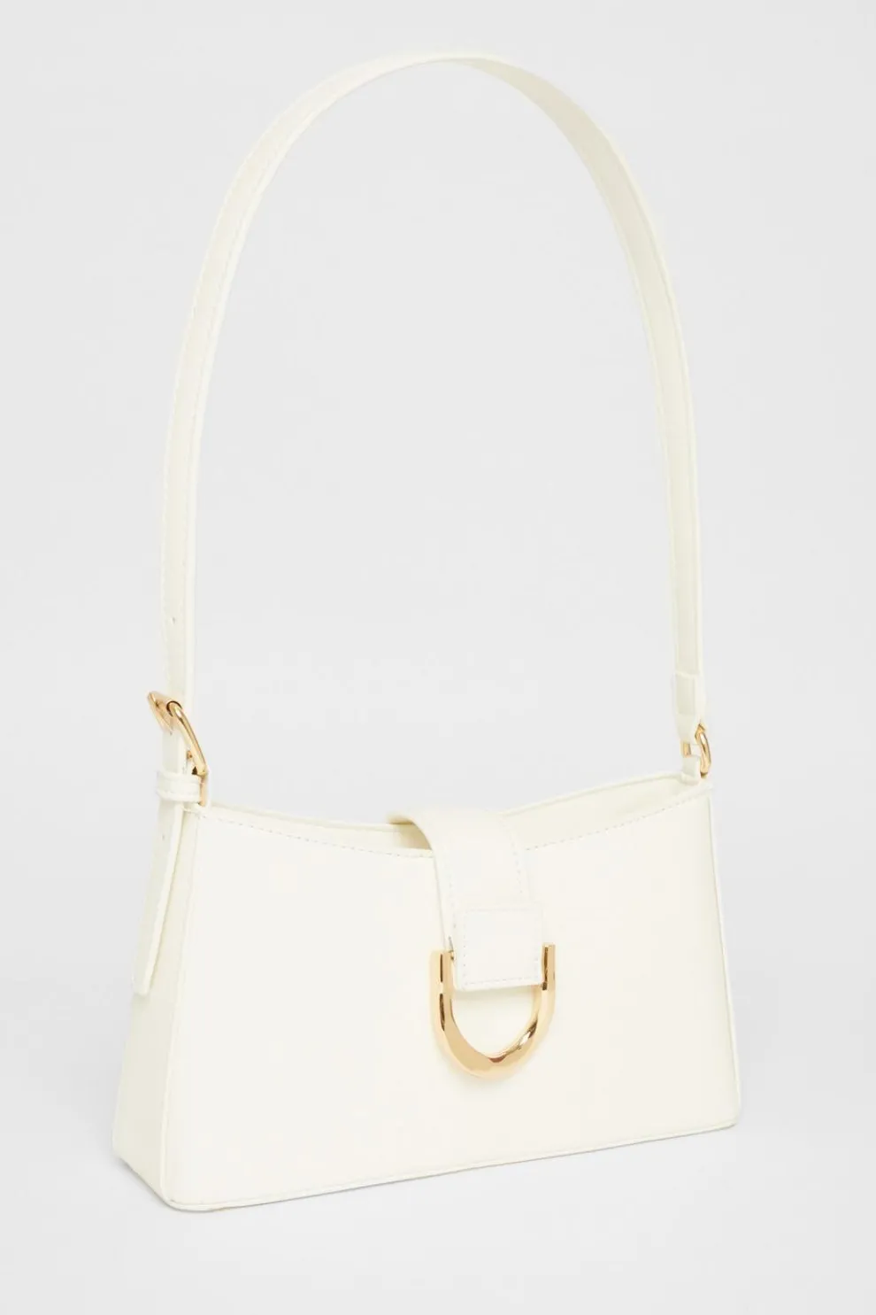 White Buckle Detail Shoulder Bag