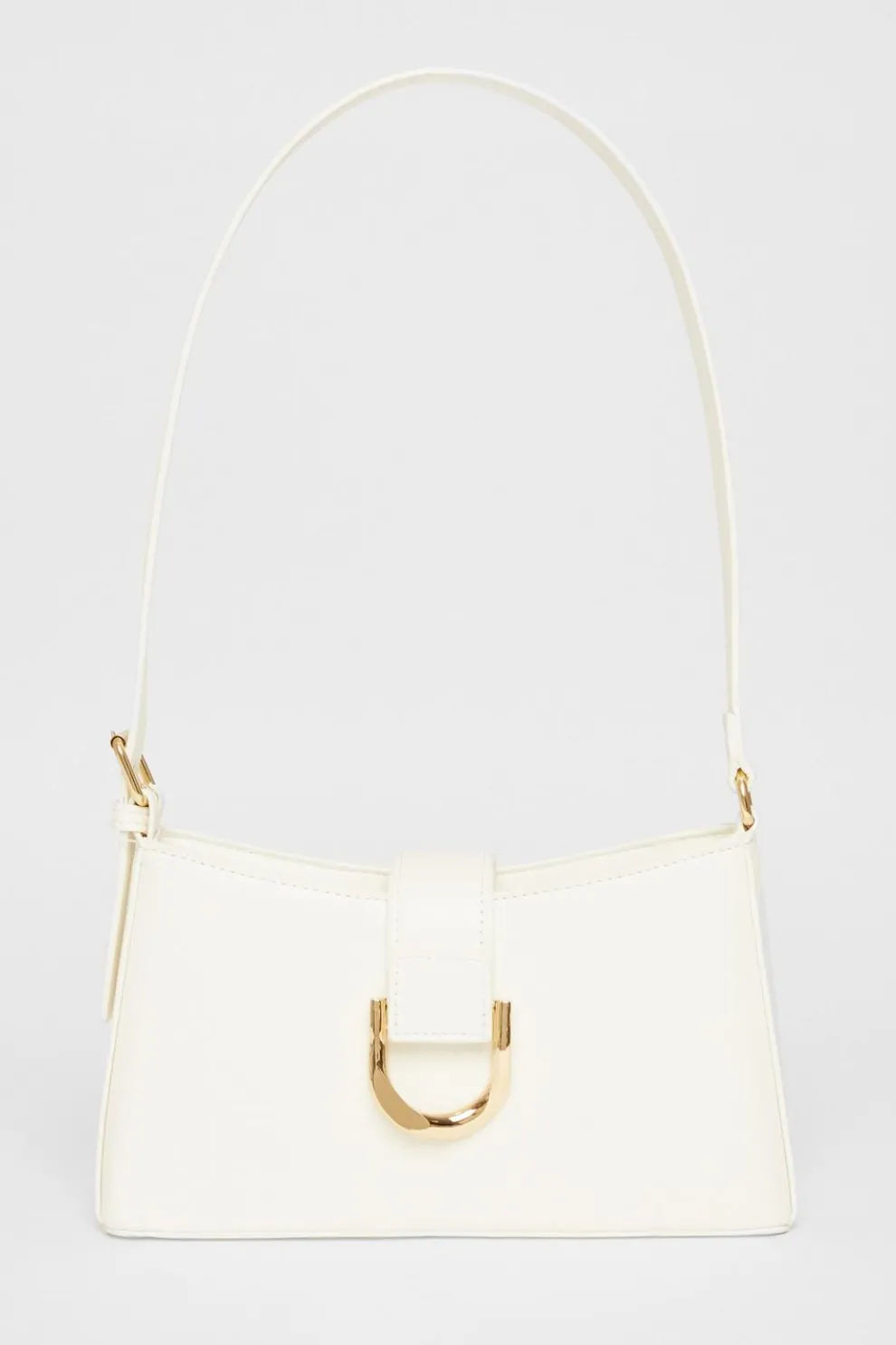 White Buckle Detail Shoulder Bag