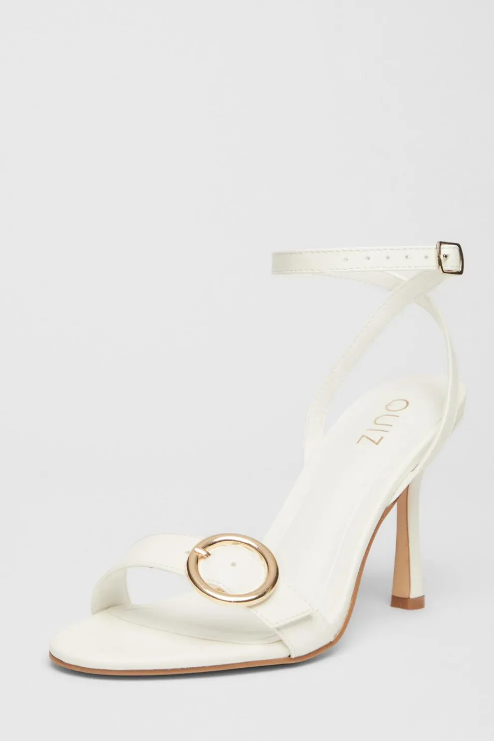 White Buckle Front Heels