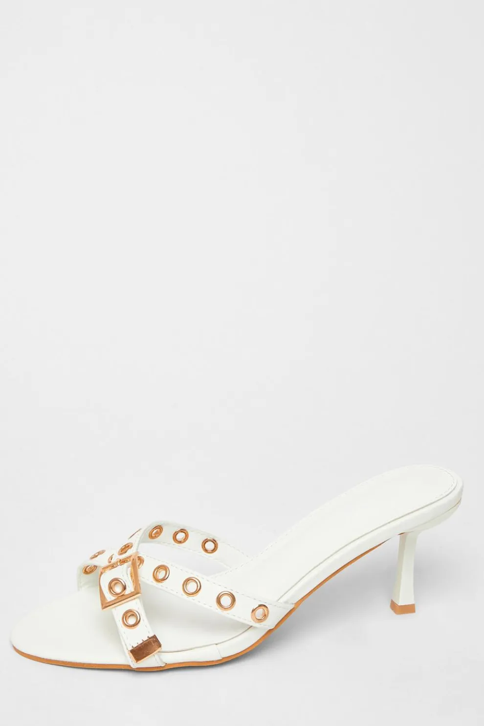 White Buckle Mule Heels