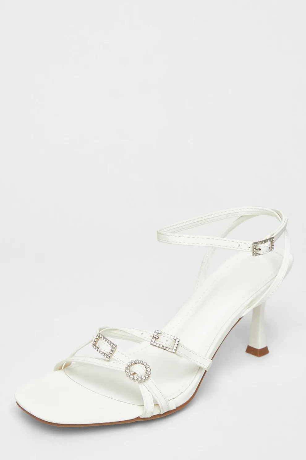 White Buckle Strap Heels