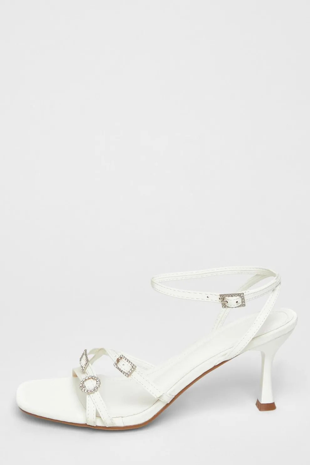 White Buckle Strap Heels