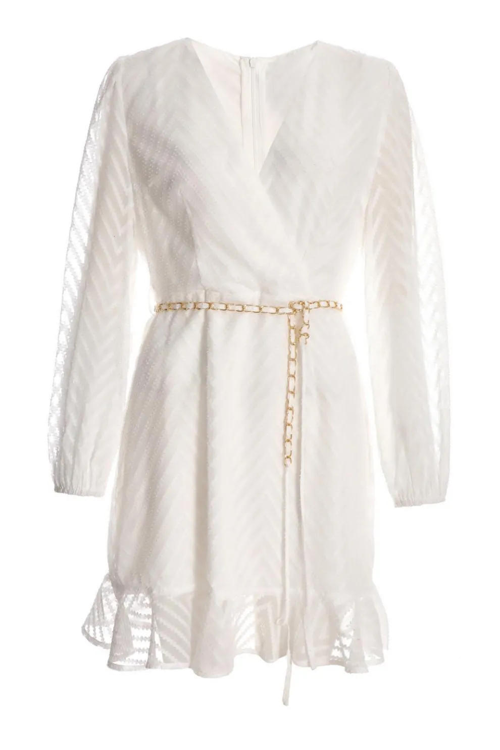 White Chevron Skater Mini Dress