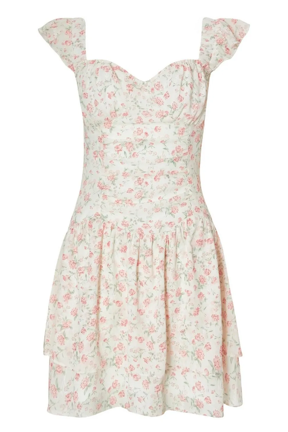 White Chiffon Ditsy Floral Dress