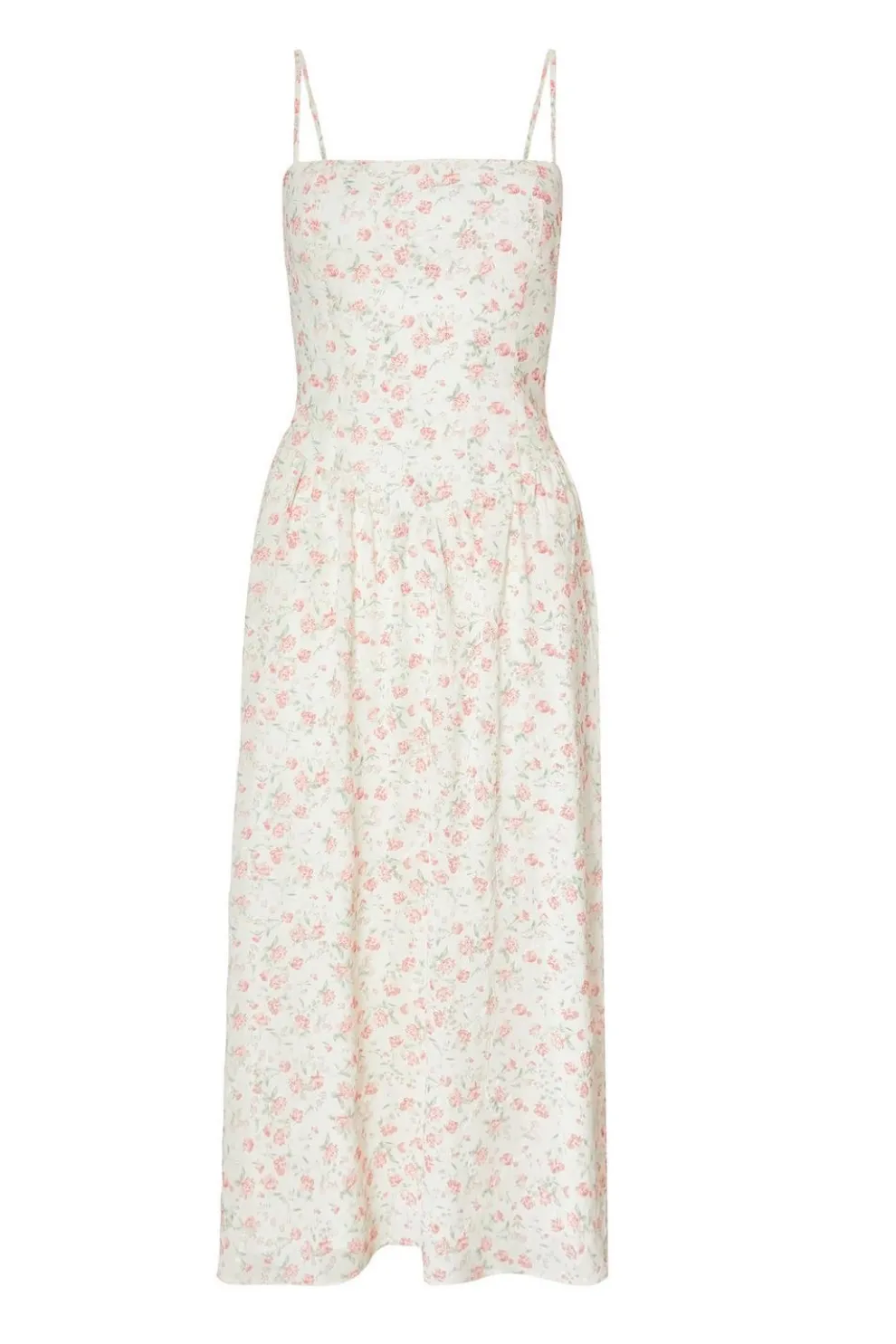 White Chiffon Floral Midi Dress