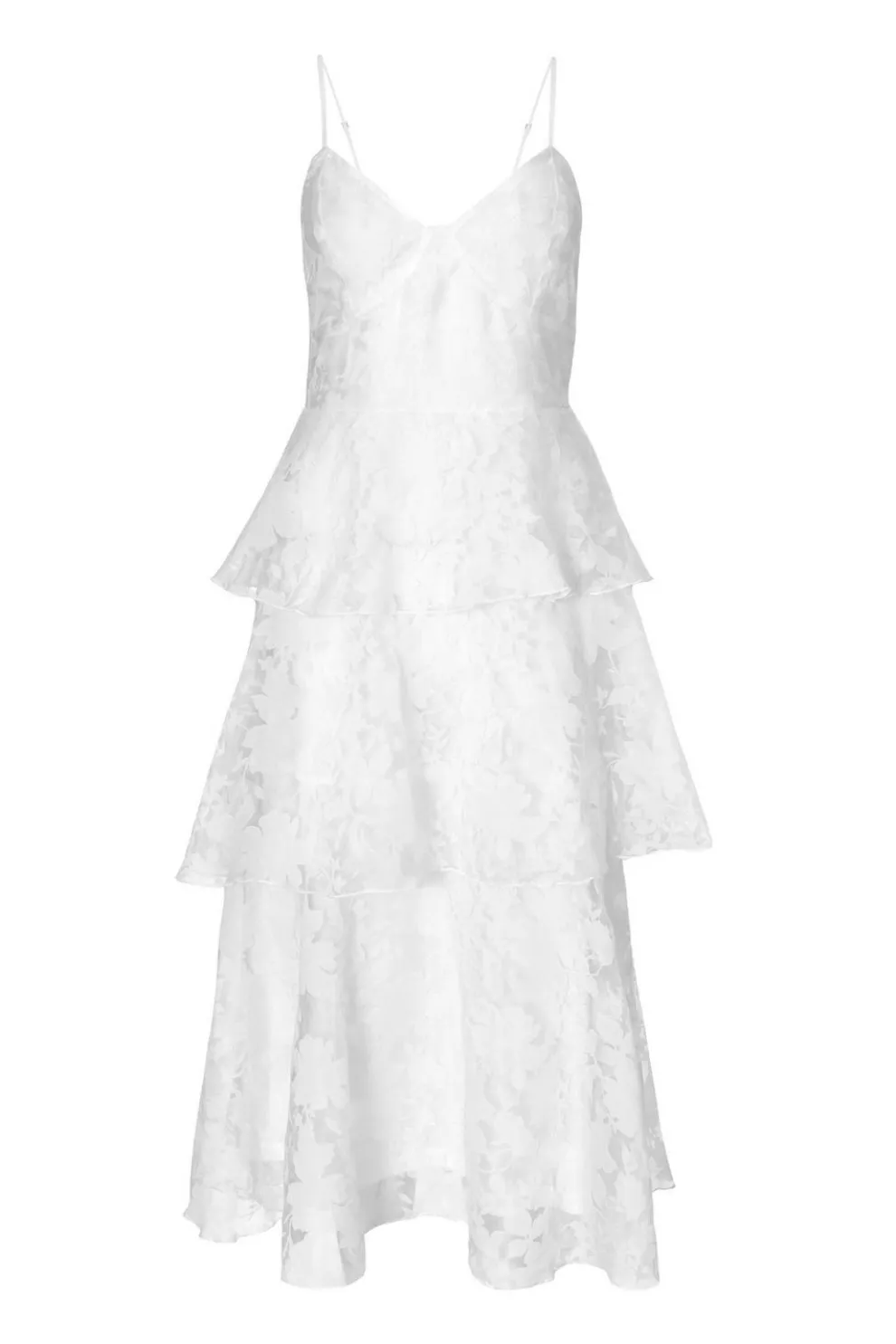White Chiffon Floral Midaxi Dress