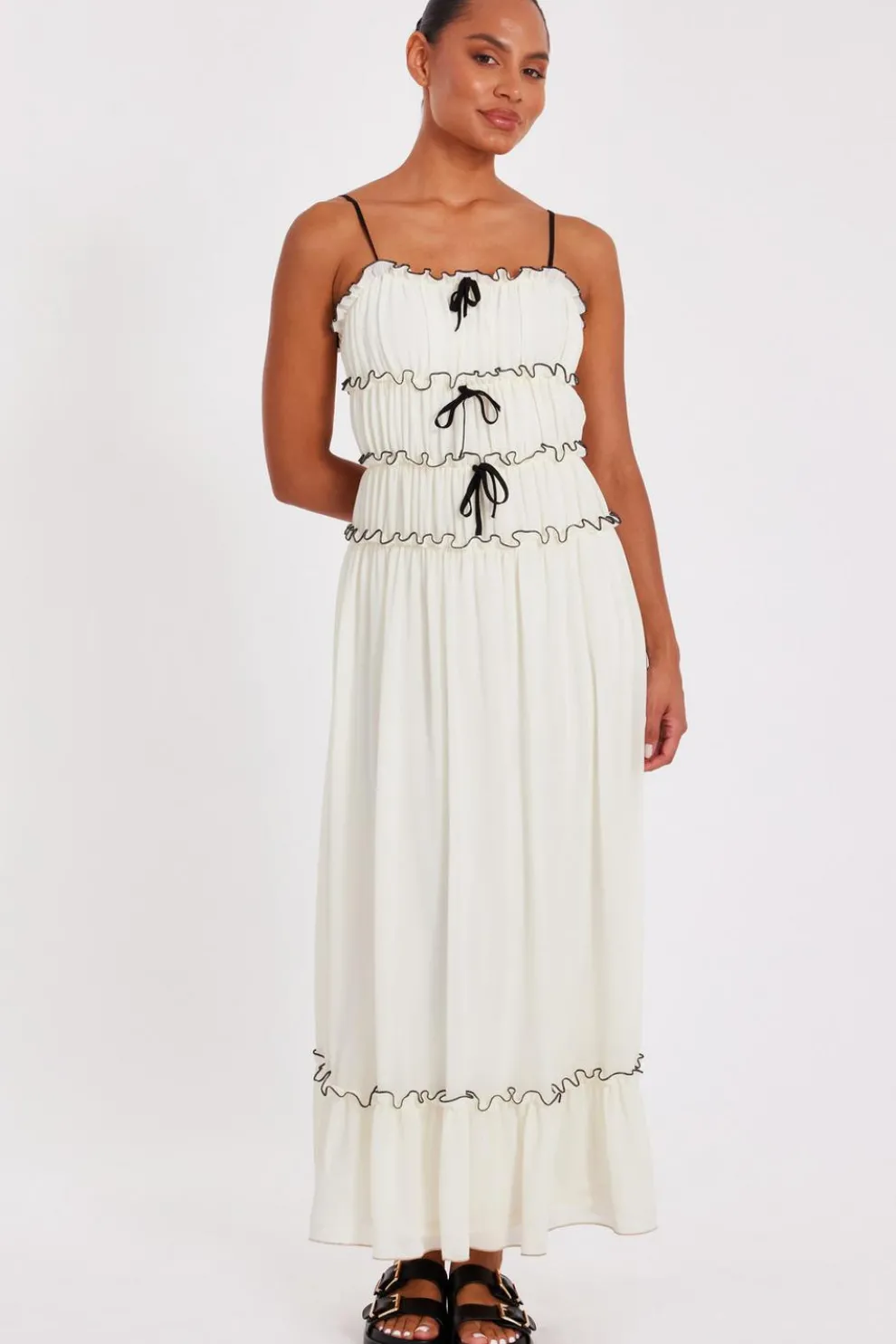 White Chiffon Strappy Midaxi Dress