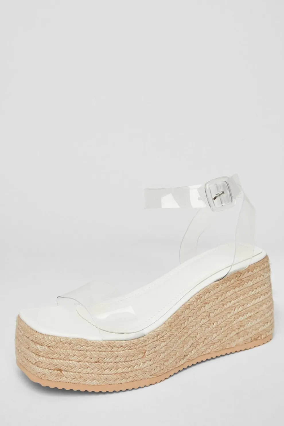 White Clear Strap Wedges