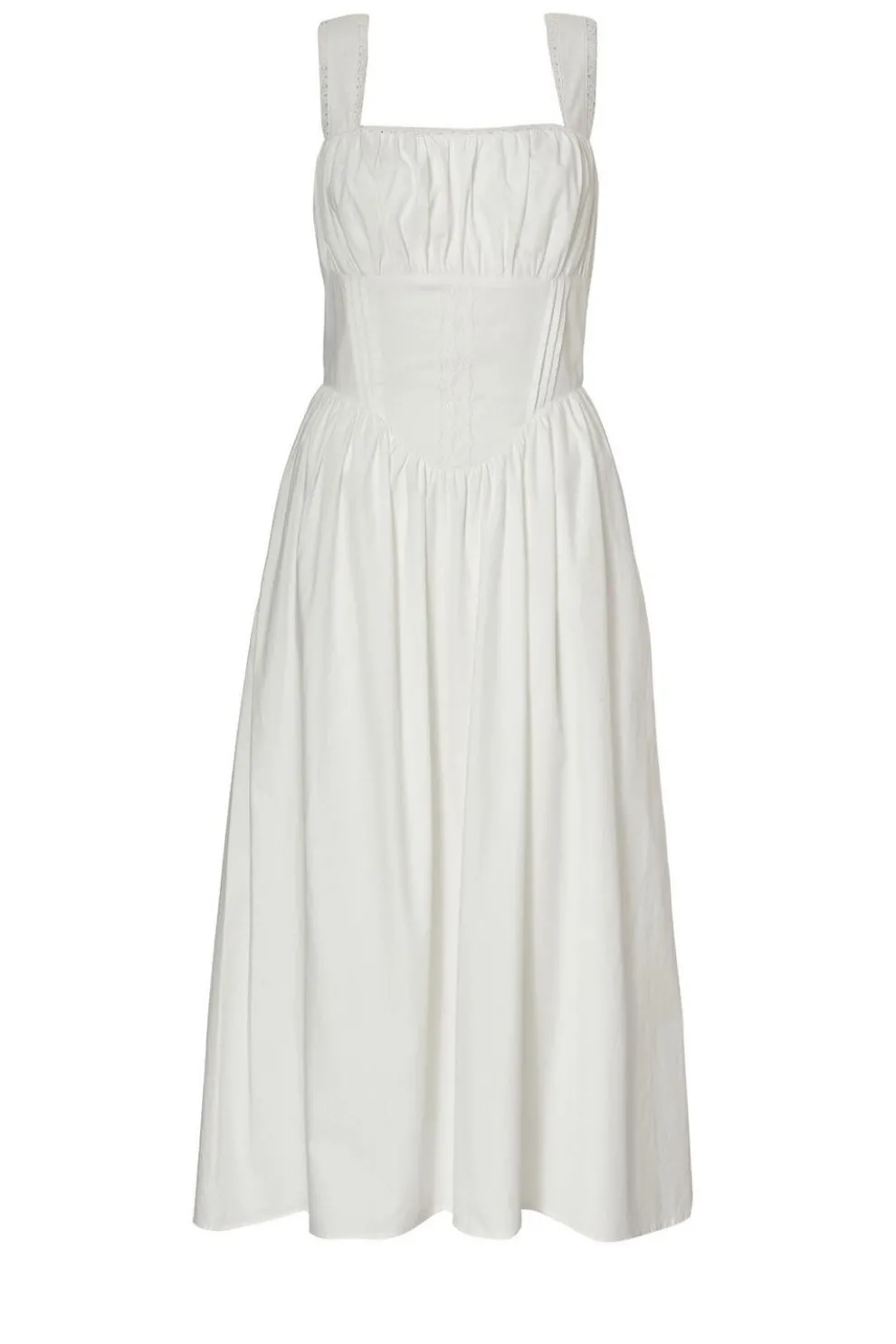 White Corset Detail Midi Dress