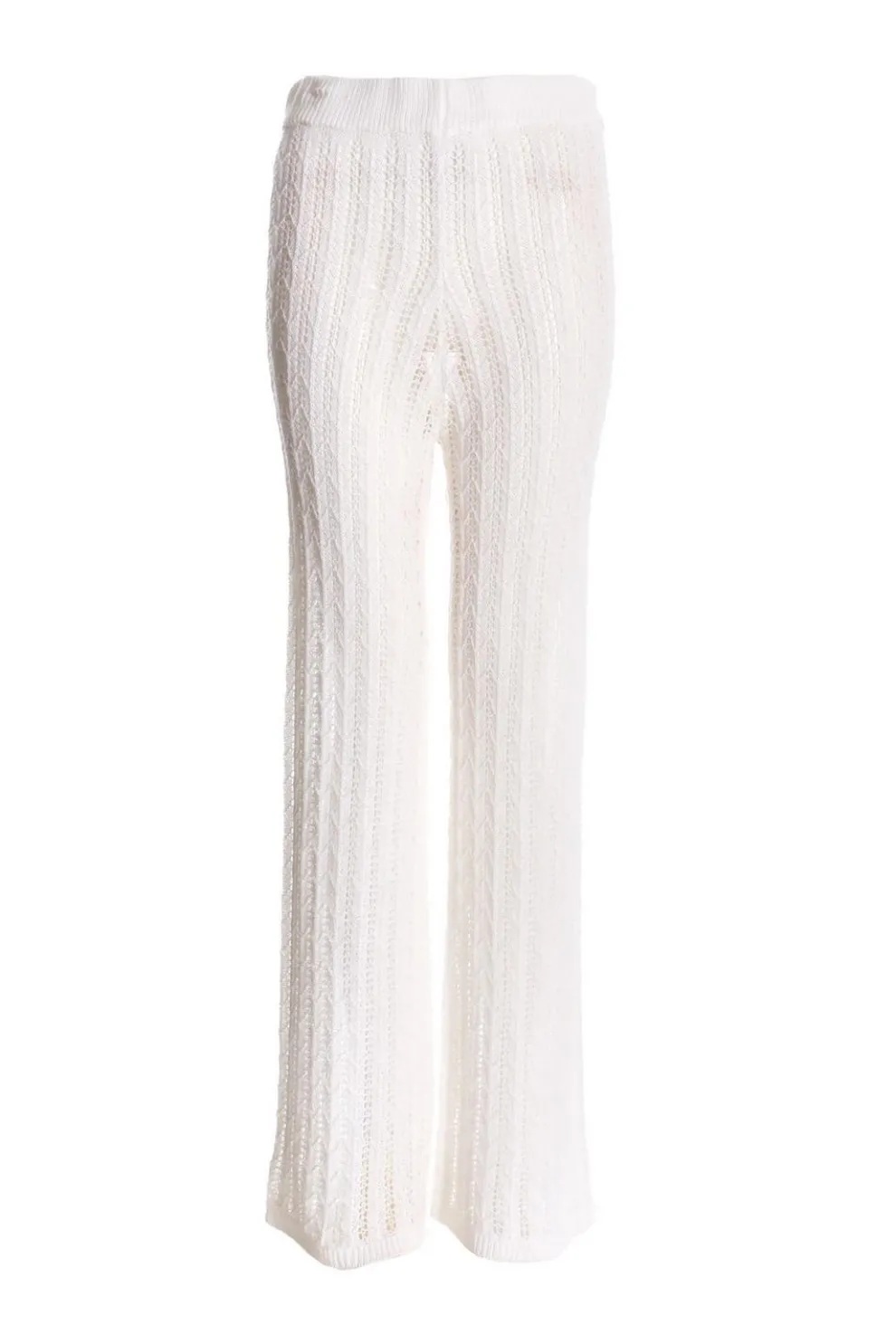 White Crochet Knit Trousers