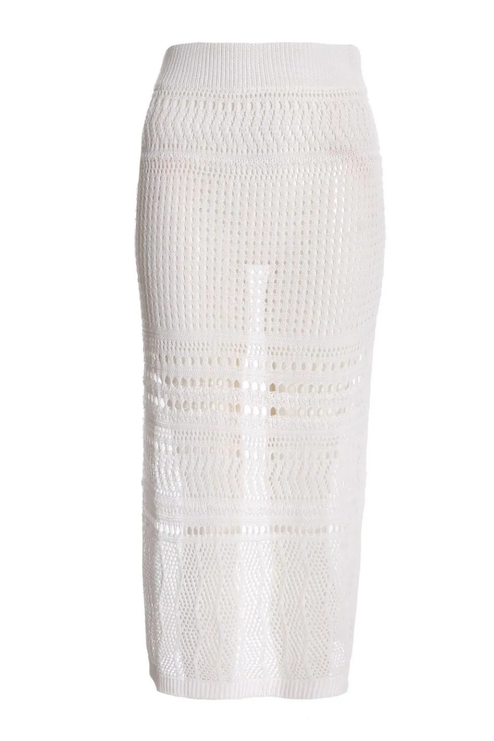 White Crochet Midi Skirt