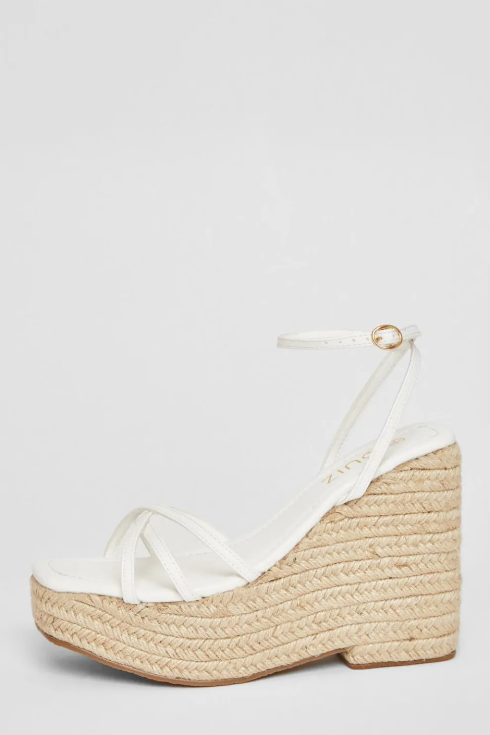 White Cross Strap High Wedges