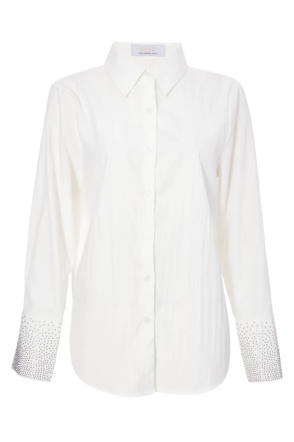 White Diamante Cuff Shirt