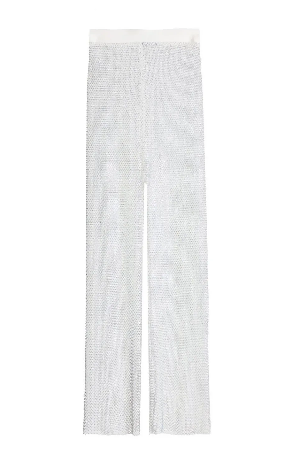 White Diamante Mesh Trousers