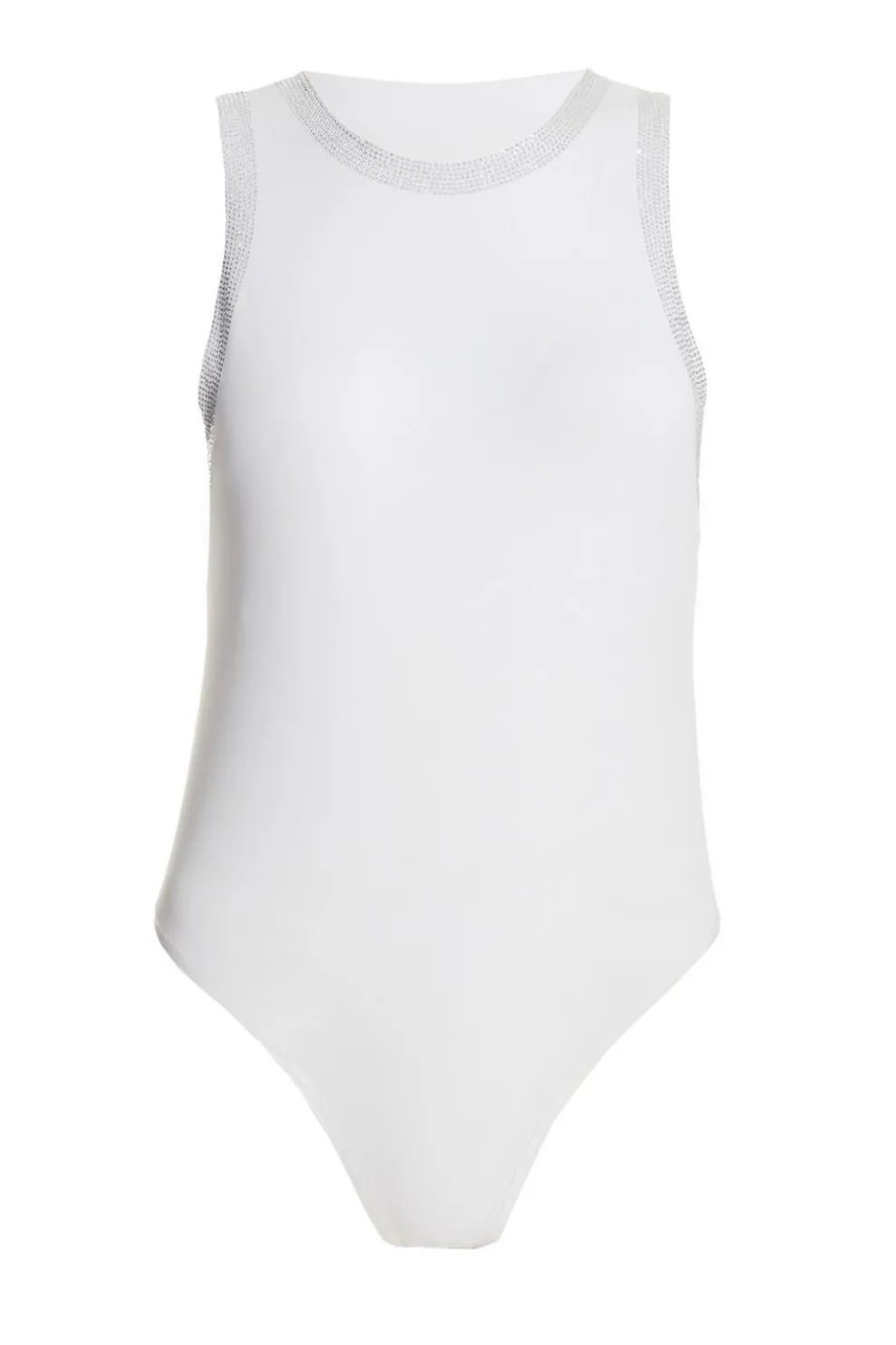 White Diamante Trim Bodysuit