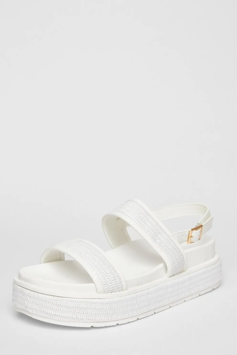 White Double Strap Flatform Sandals