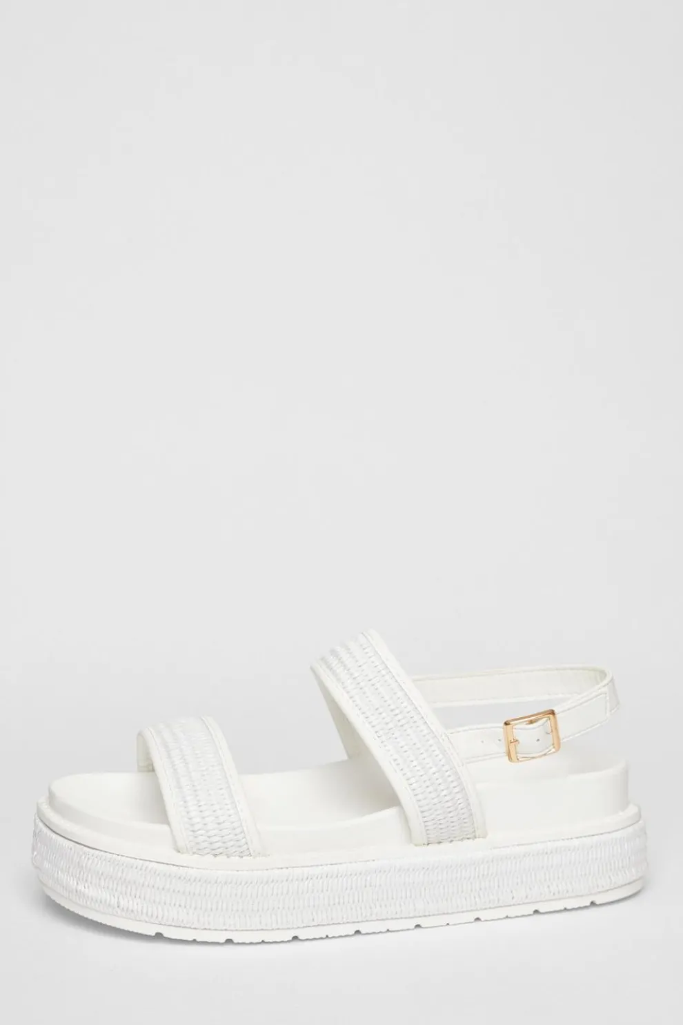 White Double Strap Flatform Sandals