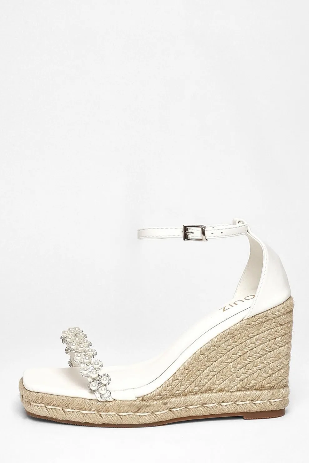 White Embellished High Wedges