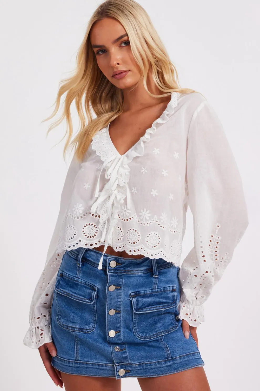 White Embroidered Blouse