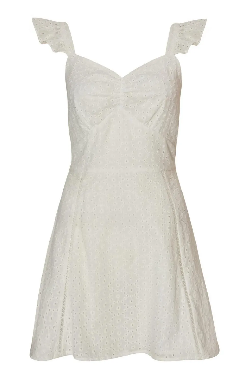 White Embroidered Mini Skater Dress