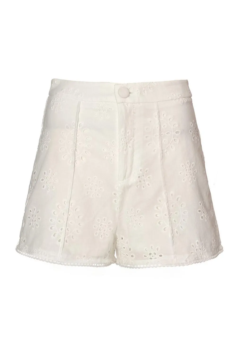 White Embroidered Shorts