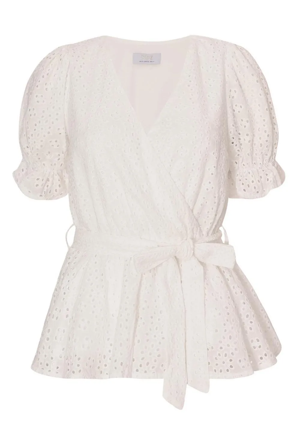 White Embroidered Peplum Top