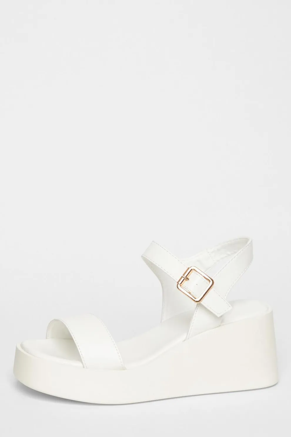 White Faux Leather Wedges