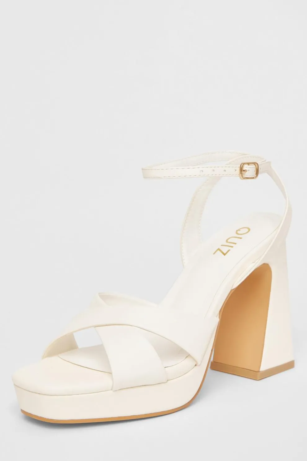 White Faux Leather Platform Heels