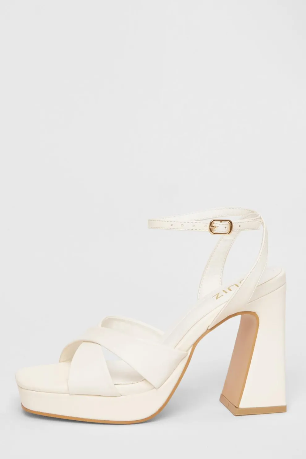 White Faux Leather Platform Heels
