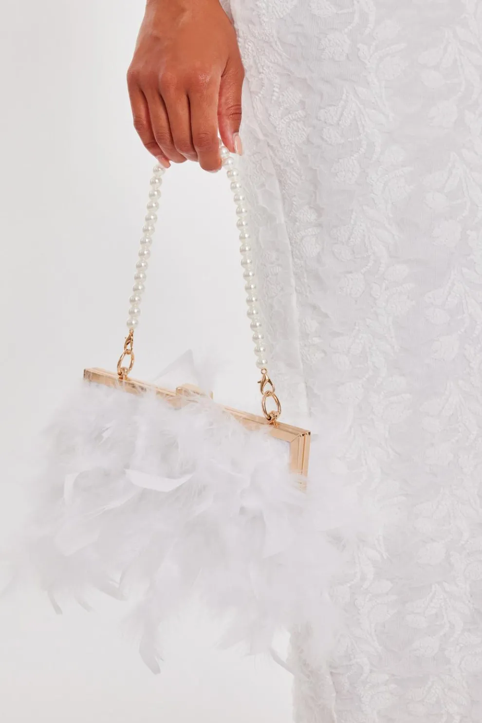 White Feather Clutch Bag