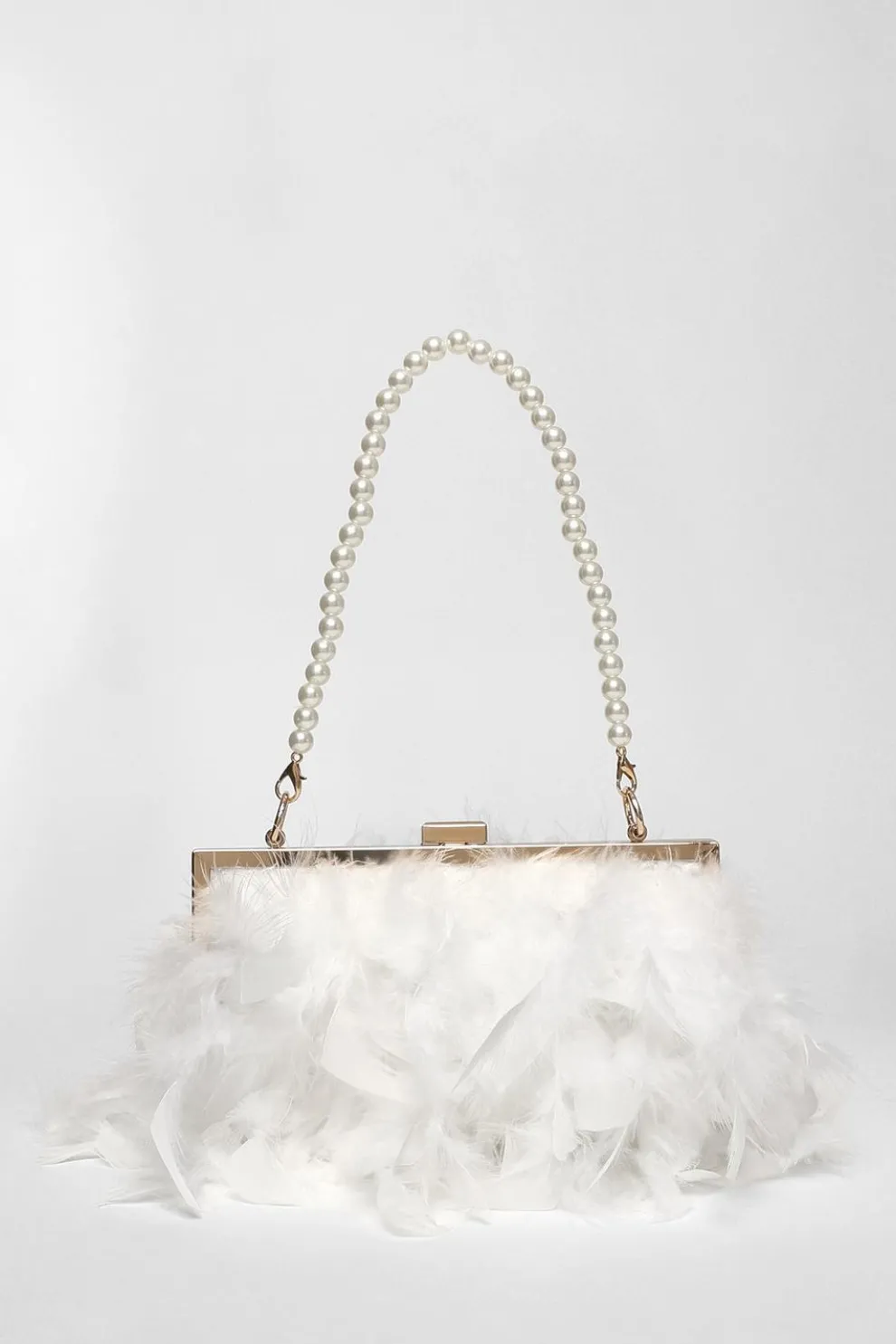 White Feather Clutch Bag