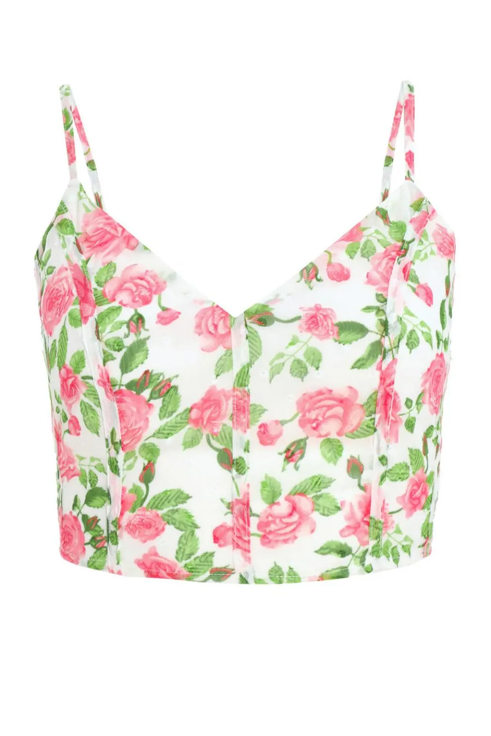 White Floral Chiffon Crop Top