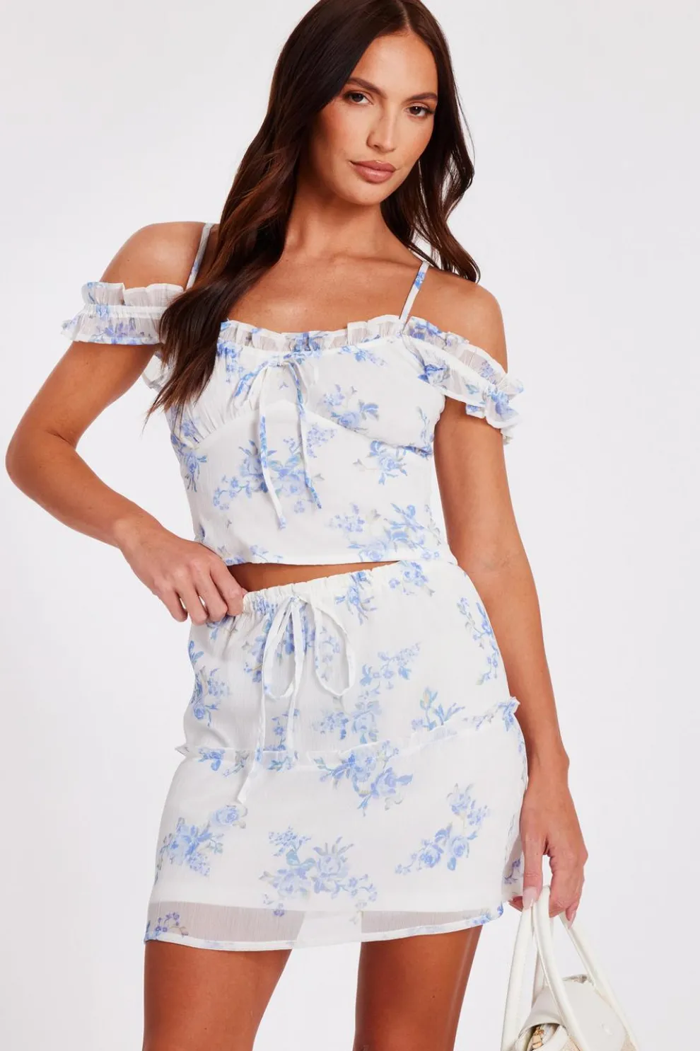 White Floral Mini Skirt