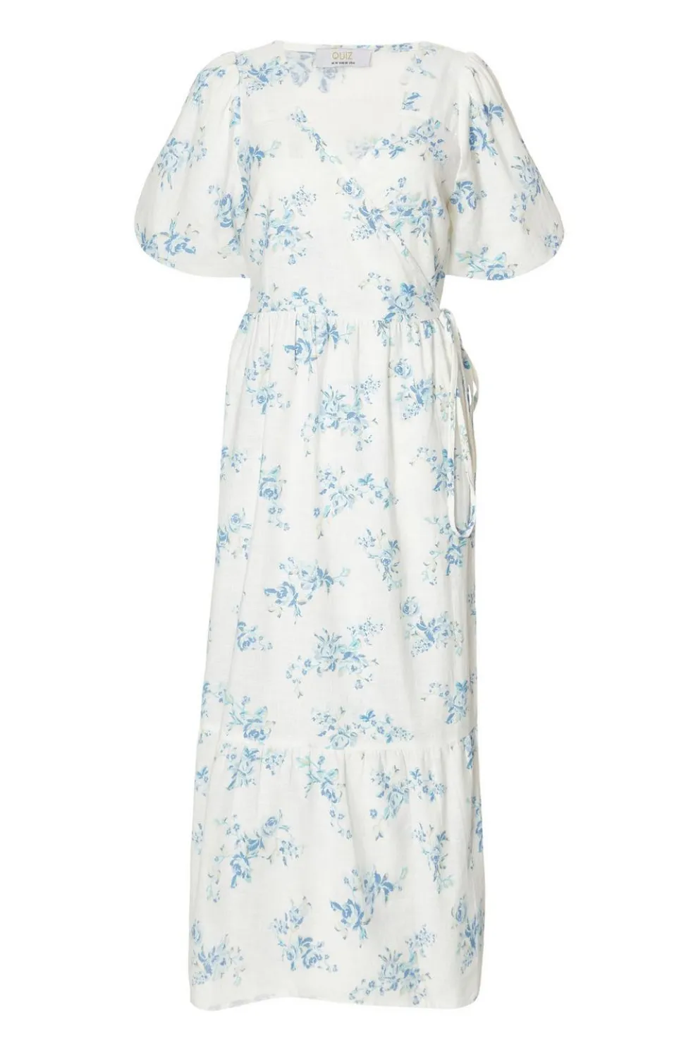 White Floral Wrap Midaxi Dress