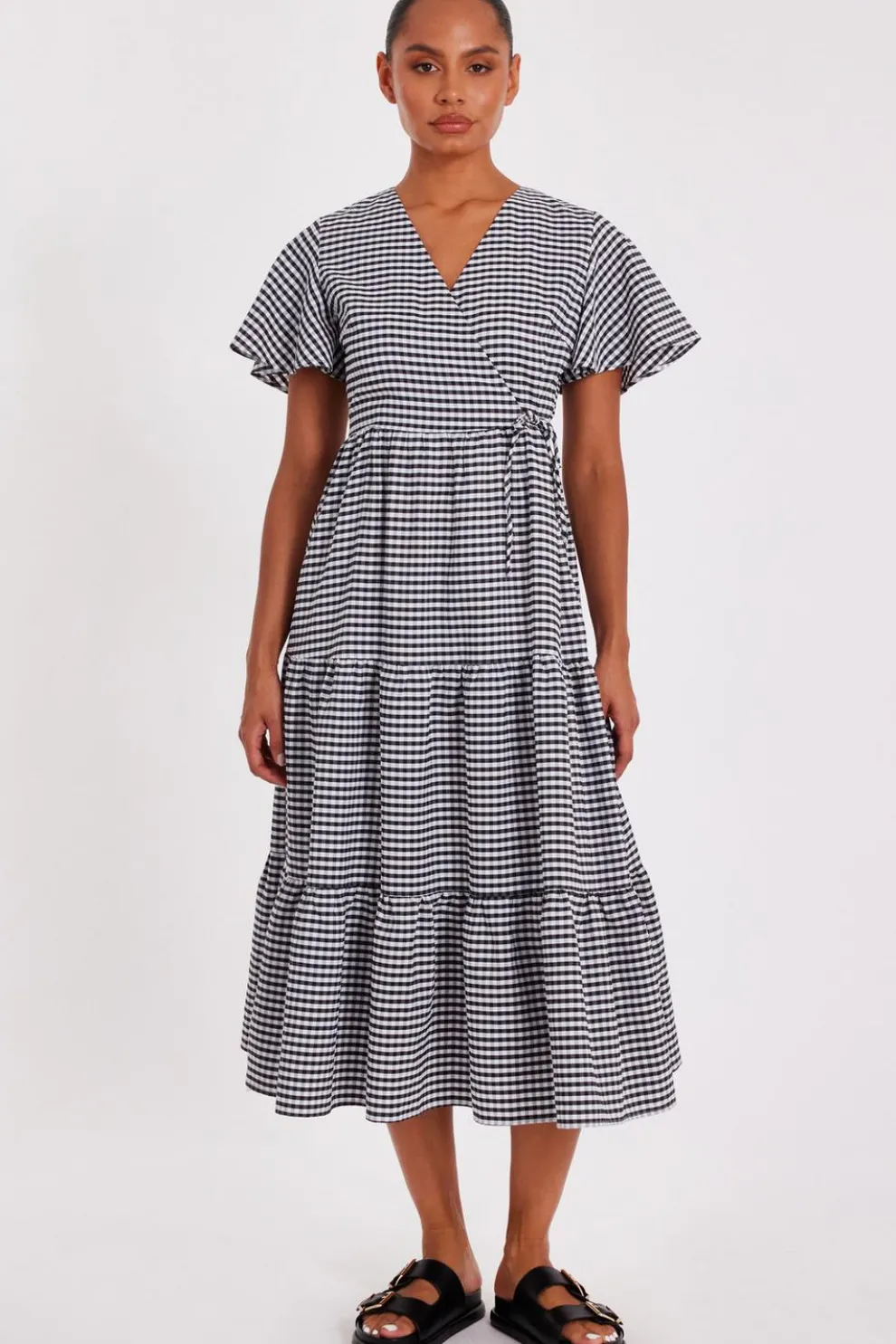White Gingham Midaxi Dress