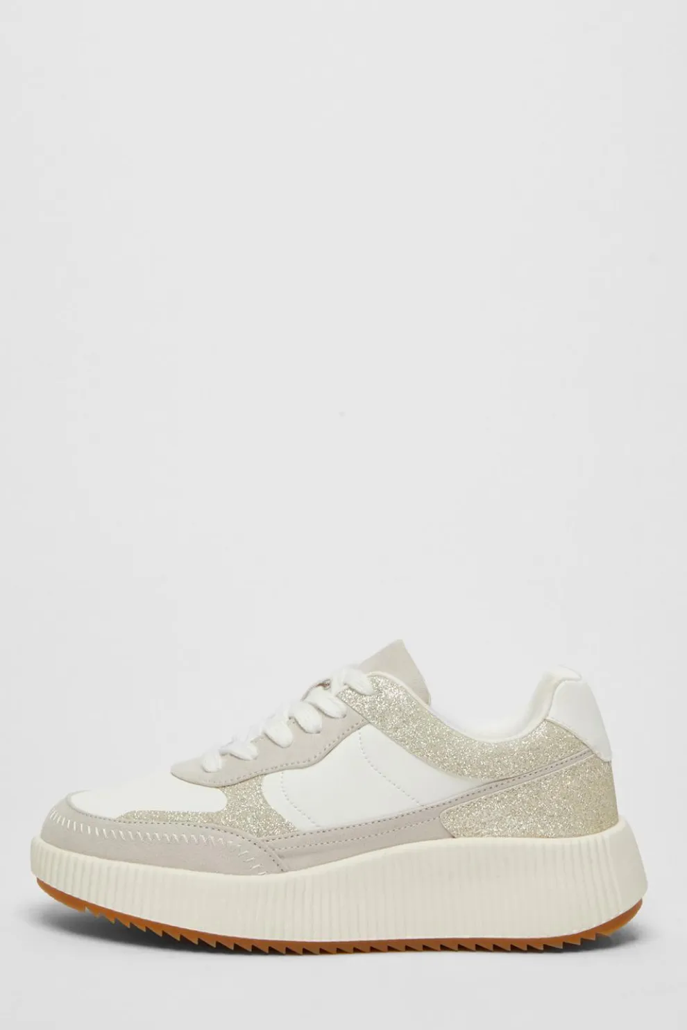 White Glitter Chunky Trainer