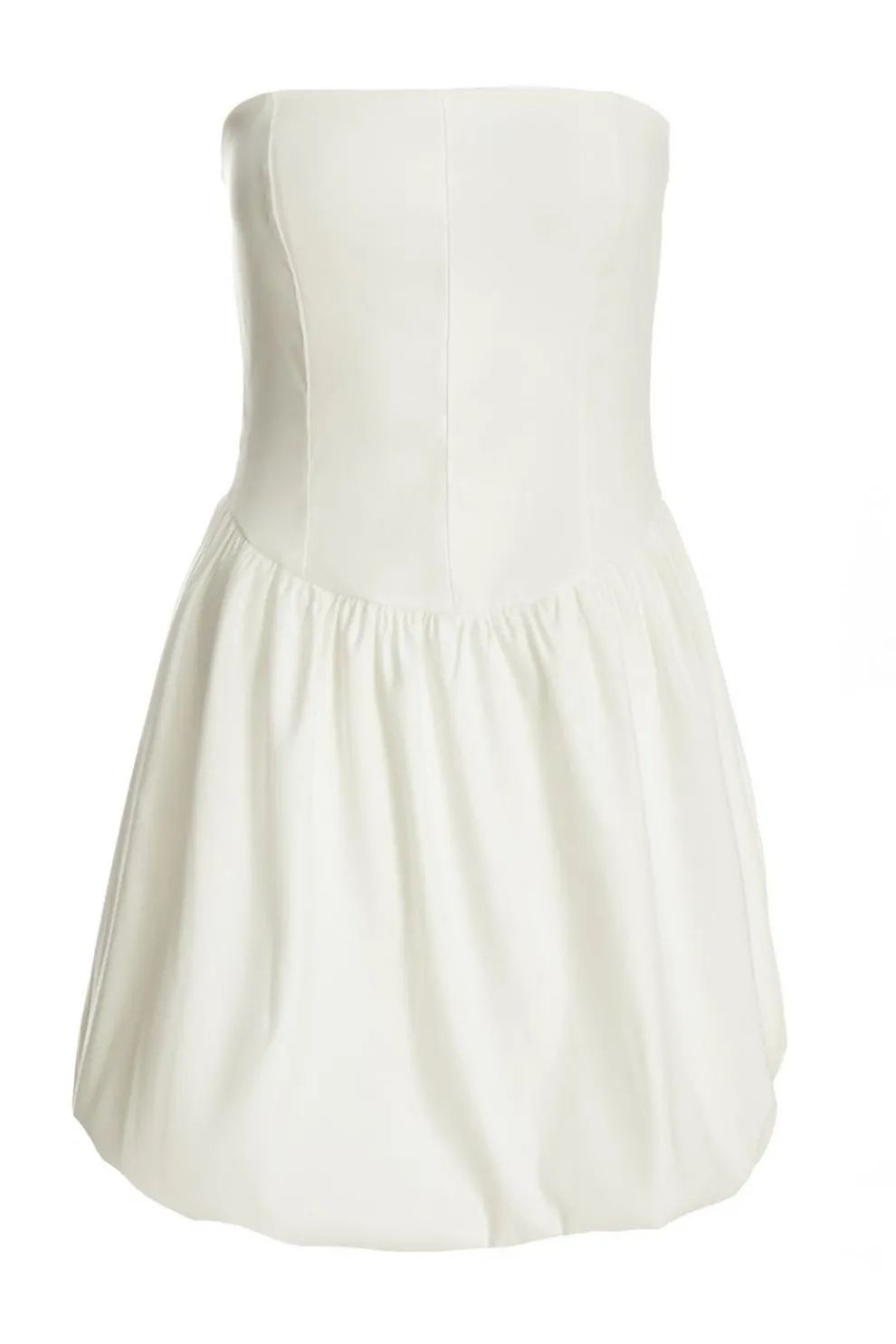 White Puff Ball Mini Dress