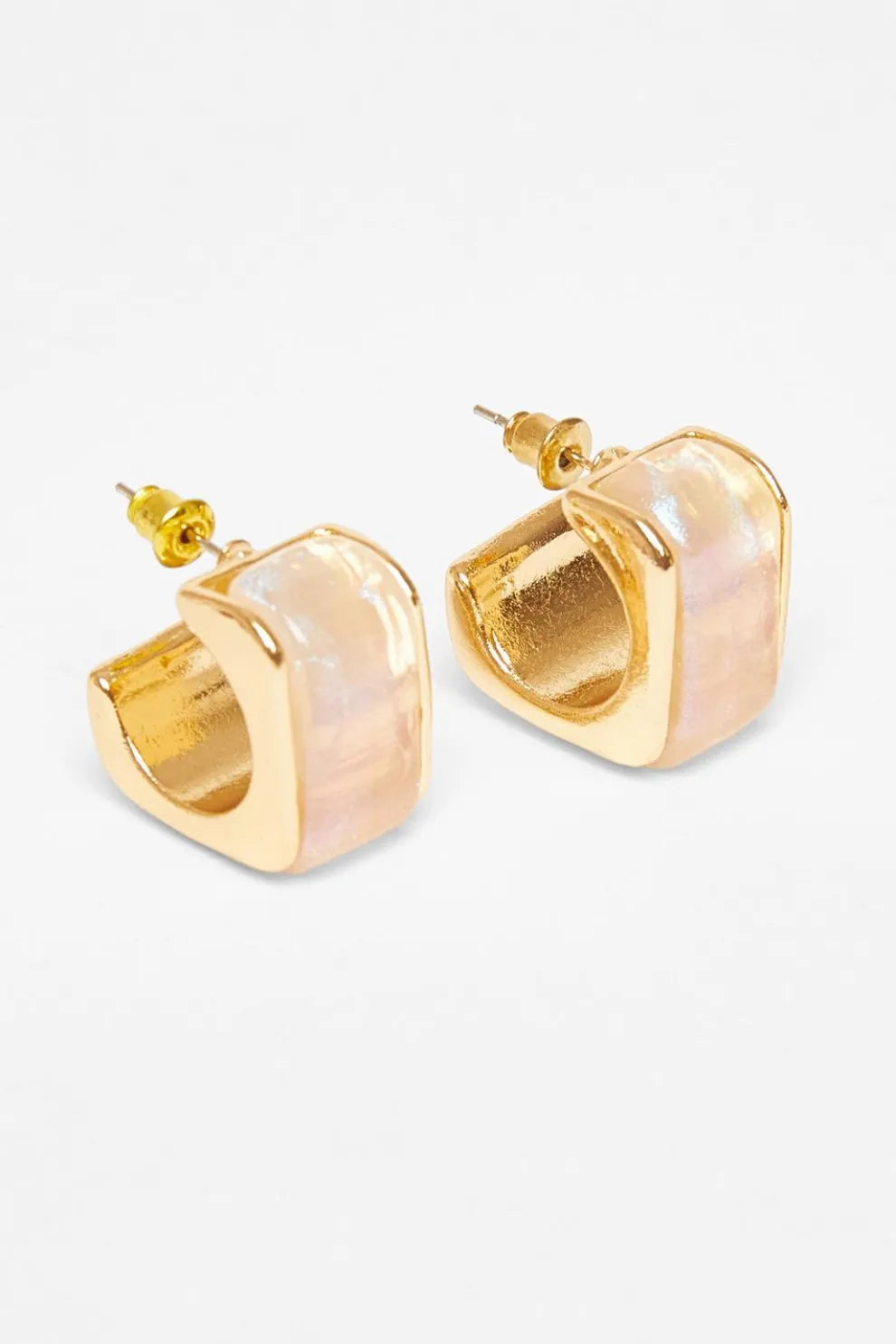 White Resin Geometric Hoop Earrings