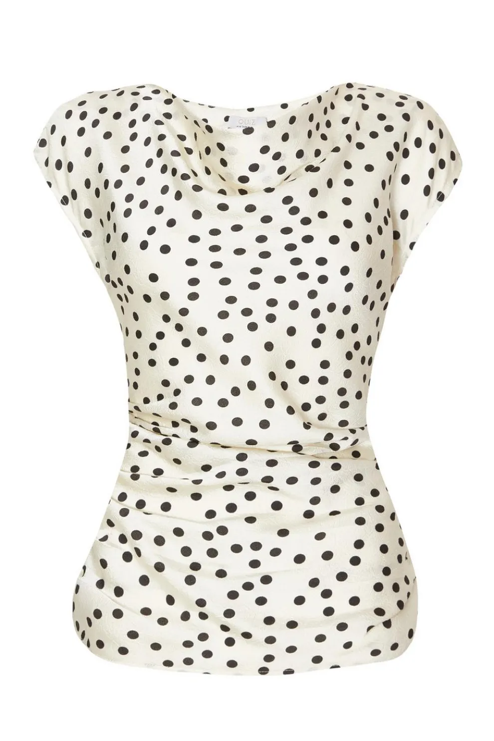 White Ruched Polka Dot Top