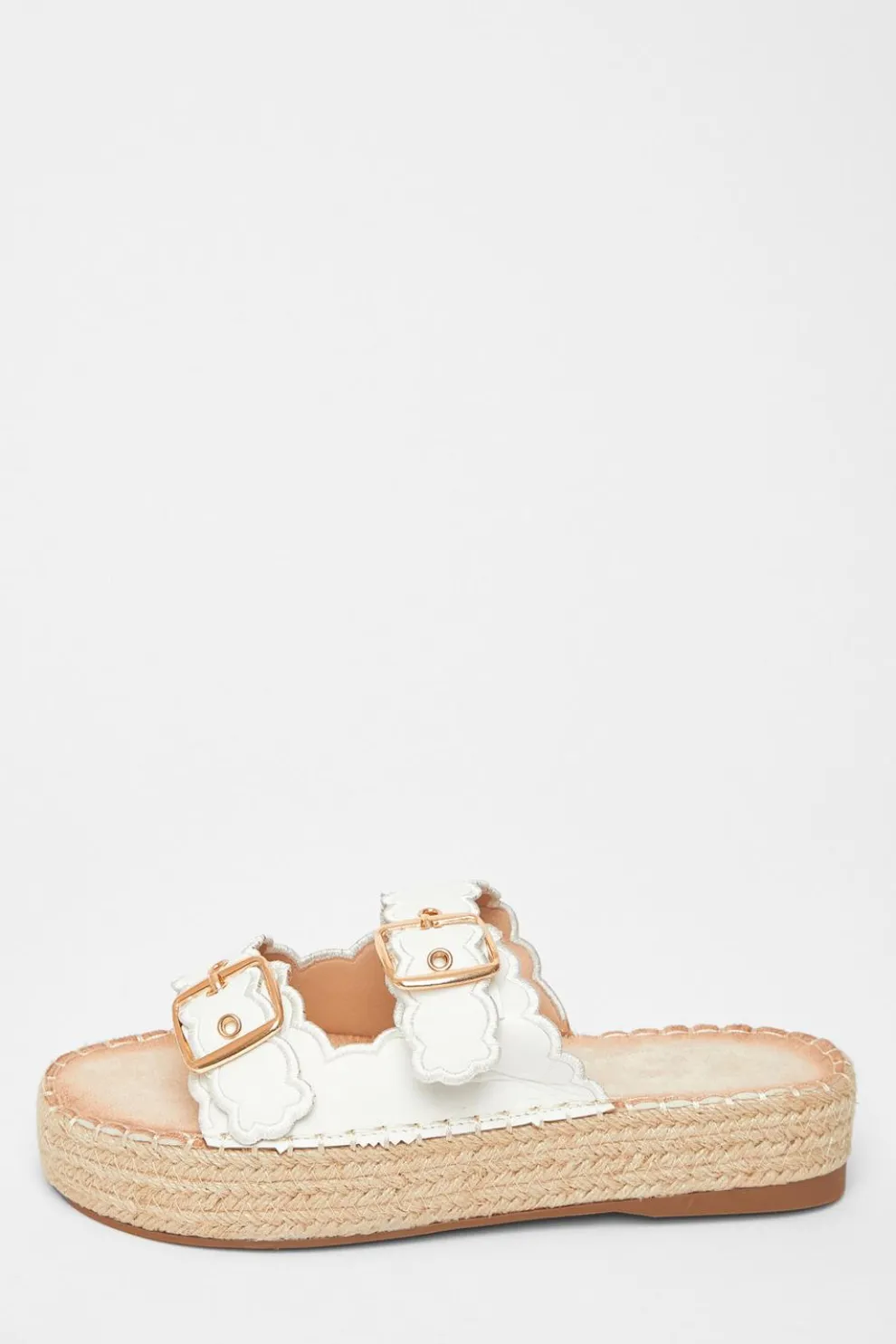 White Scallop Flatform Sandals