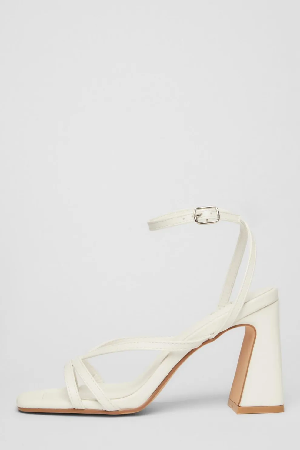 White Strappy Block Heels