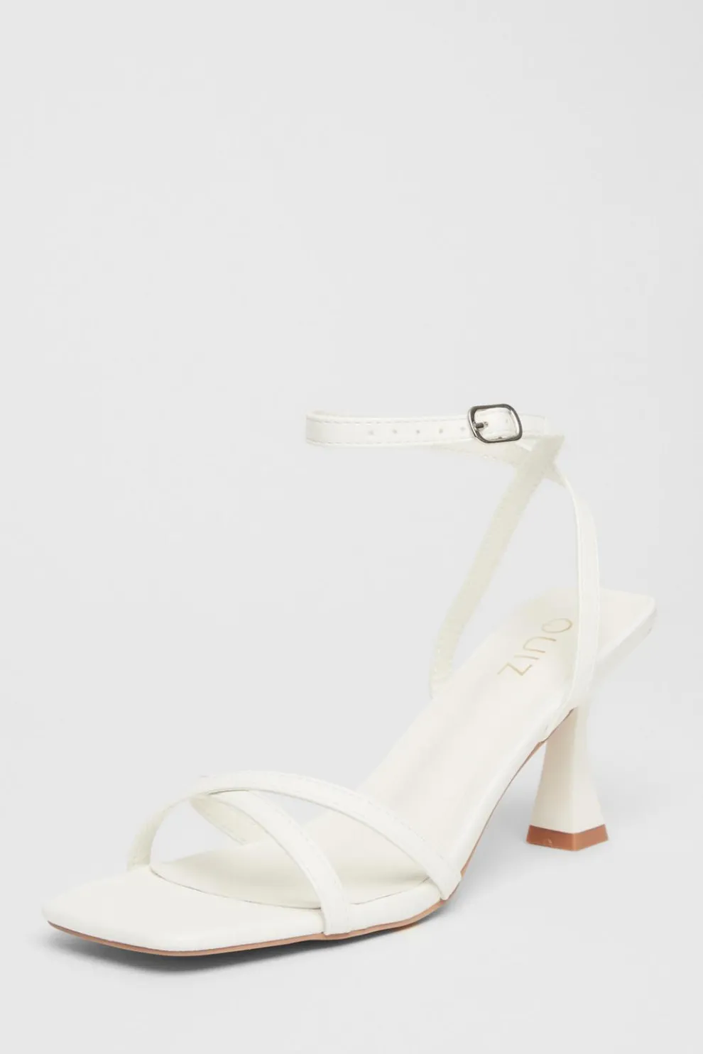 White Strappy Flared Heels