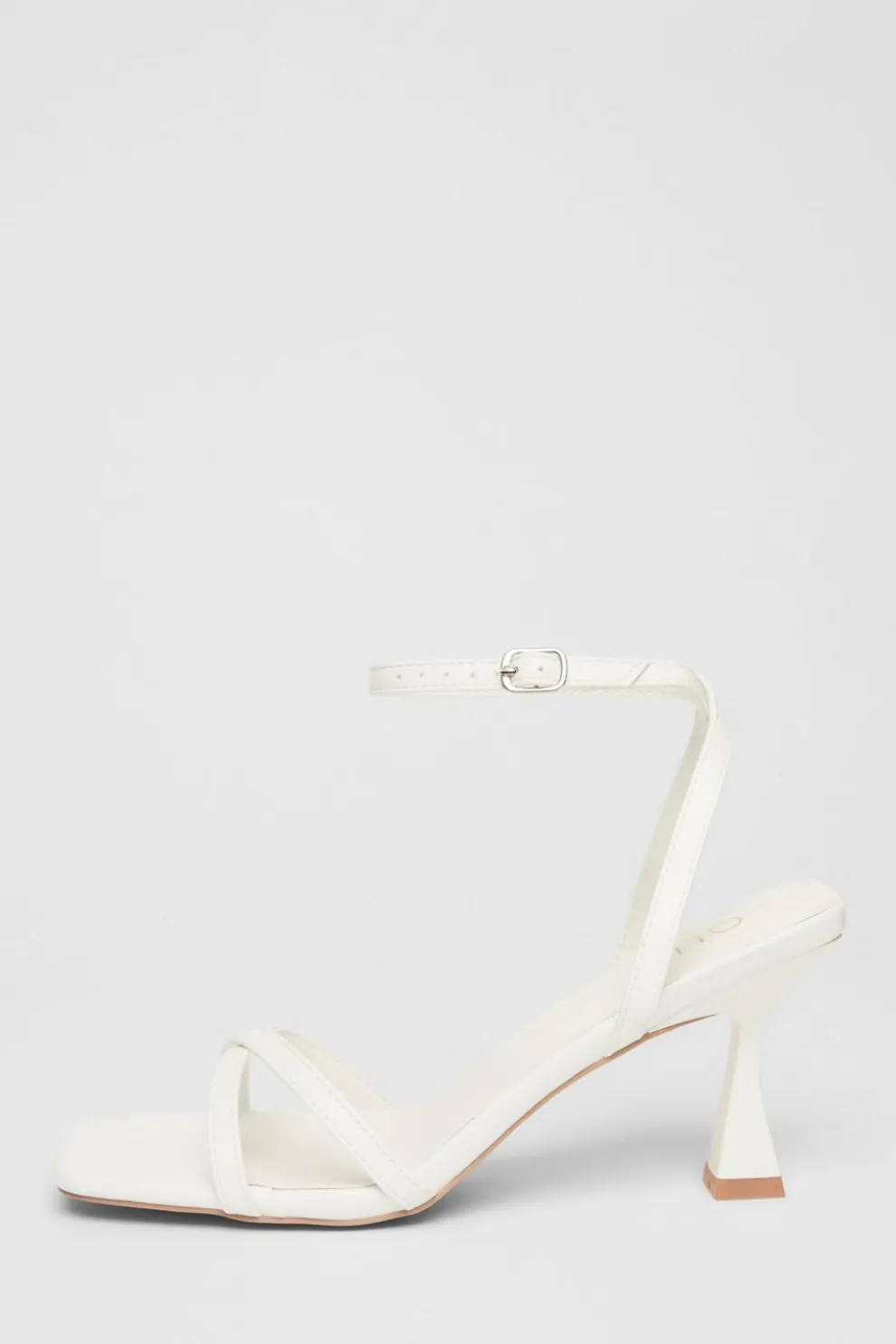 White Strappy Flared Heels