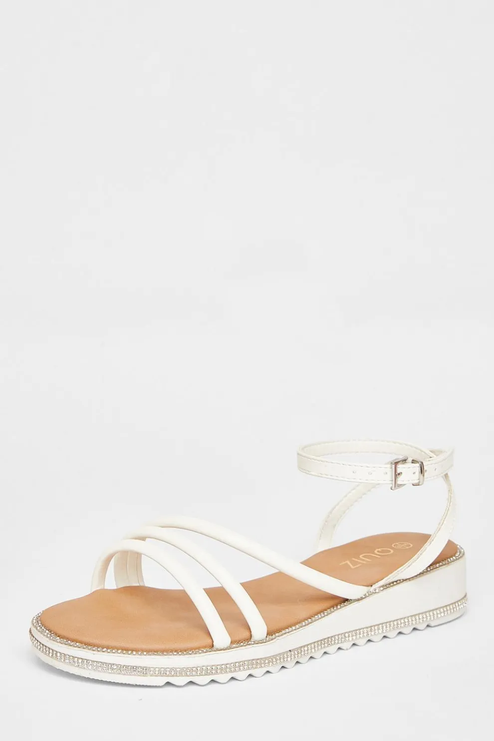 White Strappy Flat Sandals