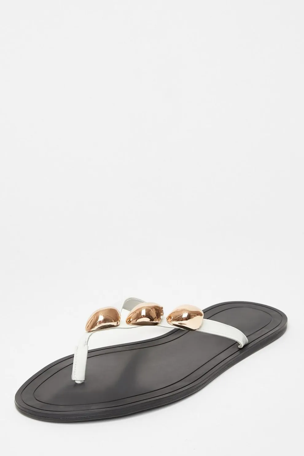 White Toe Thong Flat Sandals